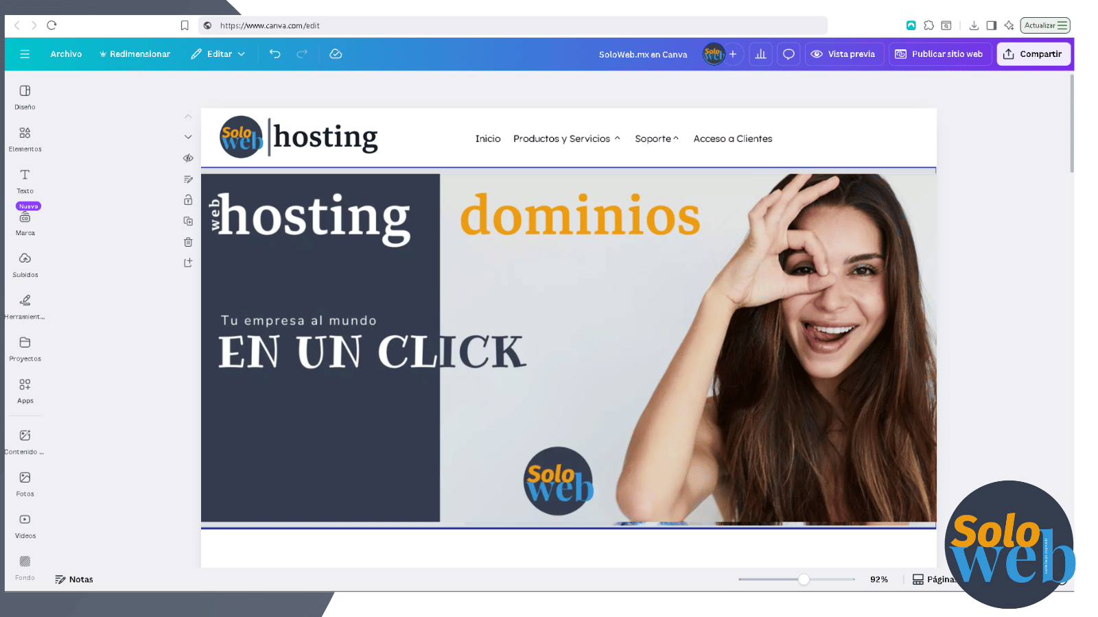 usar mi dominio en Canva