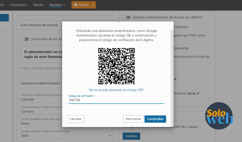 Aumenta la seguridad en Webmail usando Doble Autenticación